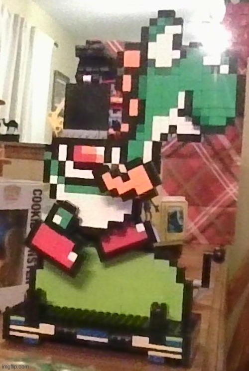 I finished Yoshi in a Lego set I got for christmas | image tagged in yoshi,super mario,mario | made w/ Imgflip meme maker