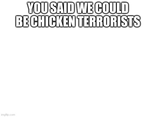 YOU SAID WE COULD BE CHICKEN TERRORISTS | made w/ Imgflip meme maker