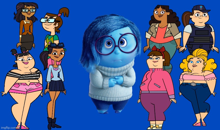 8 Total Drama Girls as Sadness | image tagged in sadness,total drama,inside out | made w/ Imgflip meme maker