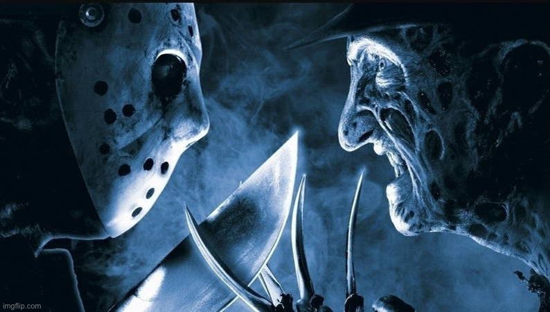 Jason vs freddy | image tagged in jason vs freddy | made w/ Imgflip meme maker