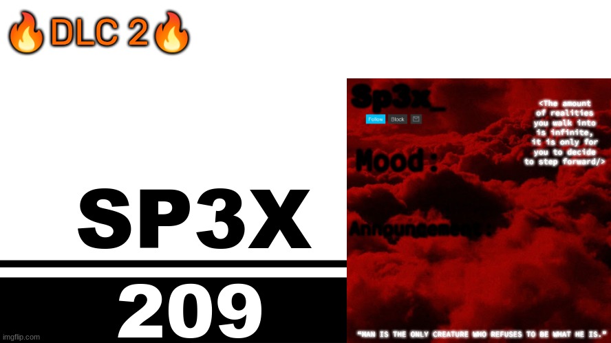 Smash Bros. Ultimate character card | 🔥DLC 2🔥; SP3X; 209 | image tagged in smash bros ultimate character card | made w/ Imgflip meme maker