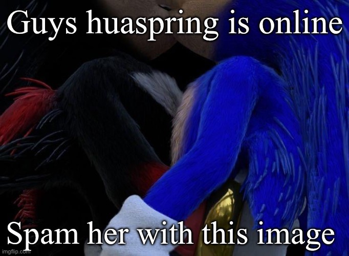 Real sonic movie leak | Guys huaspring is online; Spam her with this image | image tagged in real sonic movie leak | made w/ Imgflip meme maker