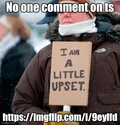 A little upset | No one comment on ts; https://imgflip.com/i/9eylfd | image tagged in a little upset | made w/ Imgflip meme maker