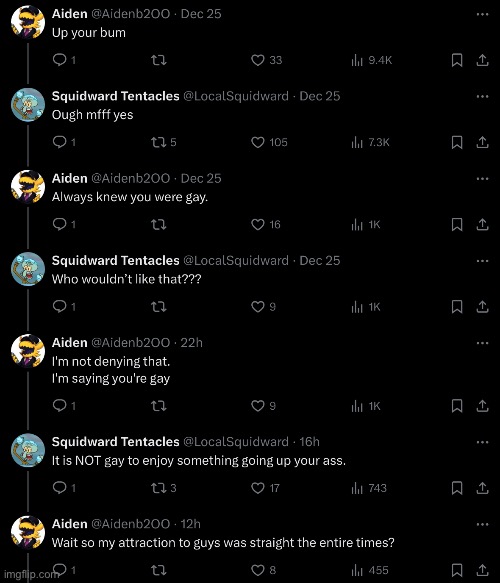 Squidward and Aiden seem to be having fun | made w/ Imgflip meme maker