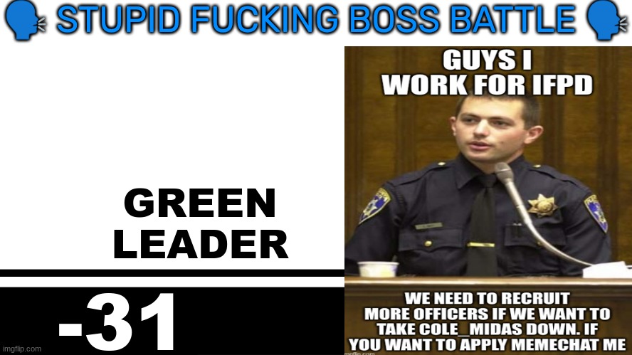 Smash Bros. Ultimate character card | 🗣 STUPID FUCKING BOSS BATTLE 🗣; GREEN
LEADER; -31 | image tagged in smash bros ultimate character card | made w/ Imgflip meme maker