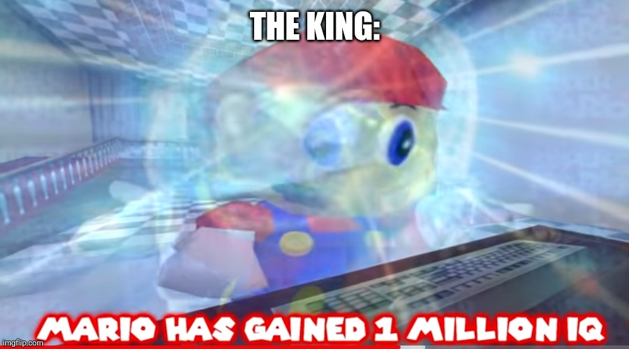 Mario has gained 1 million IQ | THE KING: | image tagged in mario has gained 1 million iq | made w/ Imgflip meme maker