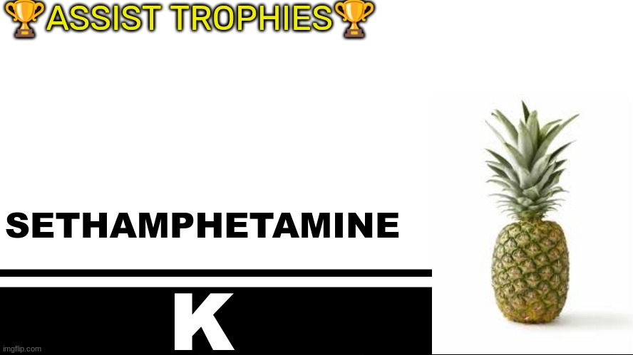 Smash Bros. Ultimate character card | 🏆ASSIST TROPHIES🏆; SETHAMPHETAMINE; K | image tagged in smash bros ultimate character card | made w/ Imgflip meme maker