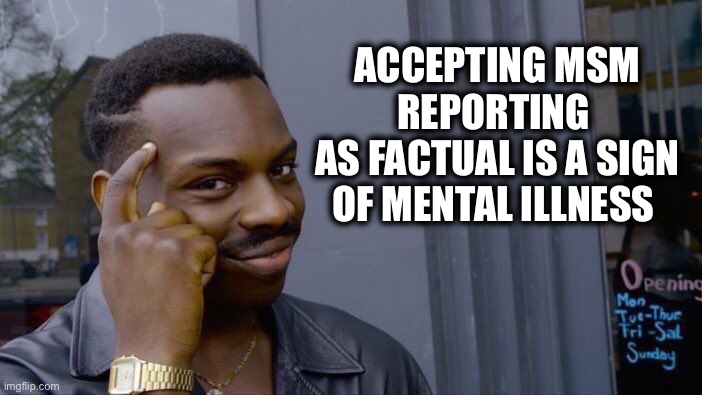 Roll Safe Think About It Meme | ACCEPTING MSM REPORTING 
AS FACTUAL IS A SIGN OF MENTAL ILLNESS | image tagged in memes,roll safe think about it | made w/ Imgflip meme maker