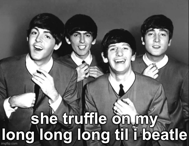 man I love the white album | she truffle on my long long long til i beatle | image tagged in the beatles | made w/ Imgflip meme maker