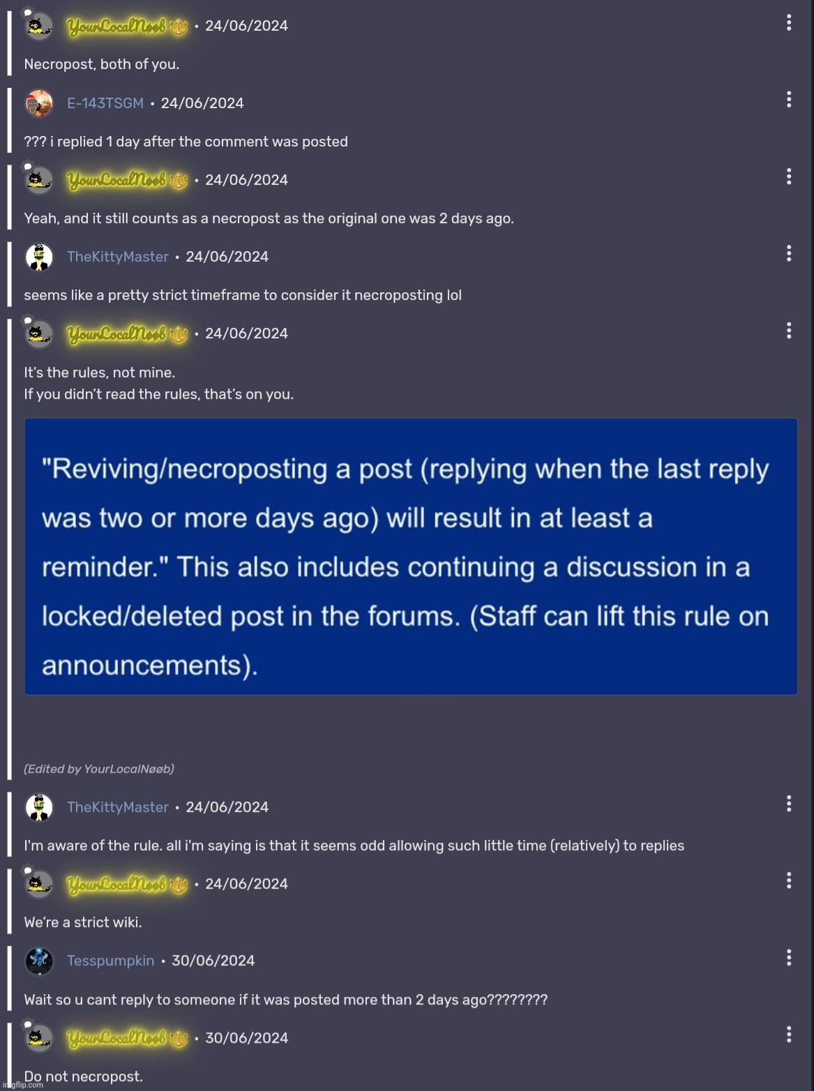 This is laughable (for context someone replied to a comment that was then two days old on the Sol's RNG wiki) | image tagged in fandom,censorship,necroposting | made w/ Imgflip meme maker