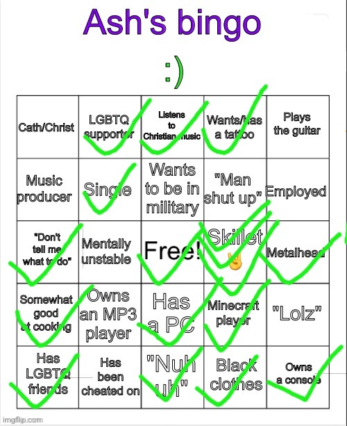 Ash's bingo | image tagged in ash's bingo | made w/ Imgflip meme maker