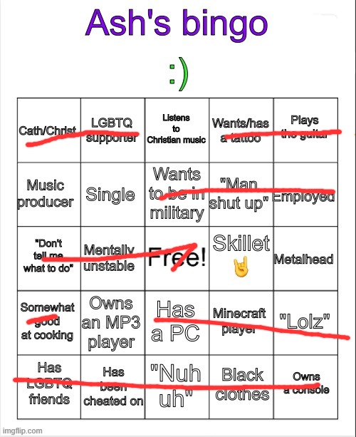 Ash's bingo | image tagged in ash's bingo | made w/ Imgflip meme maker