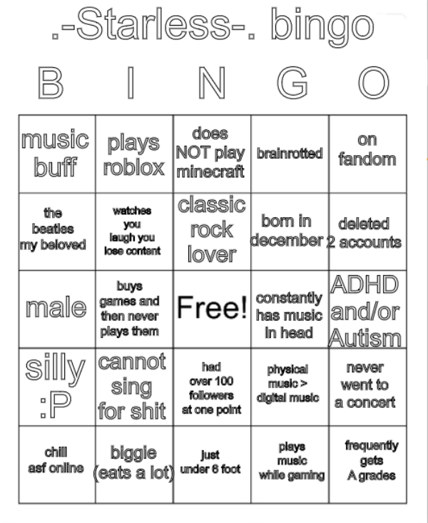 .-Starless-. bingo Blank Meme Template