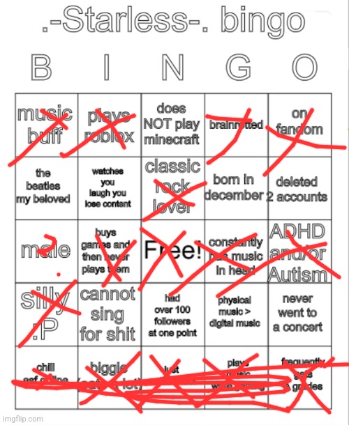 .-Starless-. bingo | image tagged in -starless- bingo | made w/ Imgflip meme maker