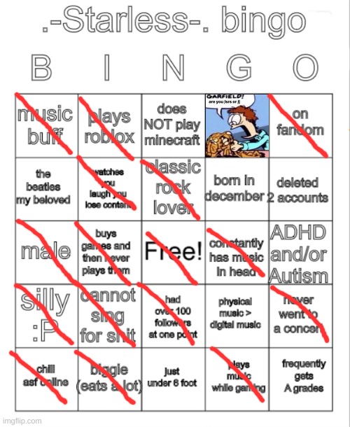 .-Starless-. bingo | image tagged in -starless- bingo | made w/ Imgflip meme maker