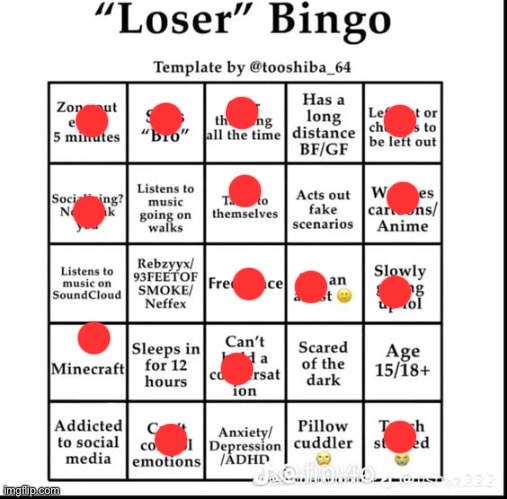 In about 4 months I’ll officially be a loser | image tagged in loser bingo | made w/ Imgflip meme maker