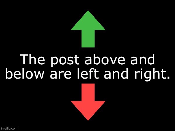 The post above and below are left and right | image tagged in the post above and below are left and right | made w/ Imgflip meme maker