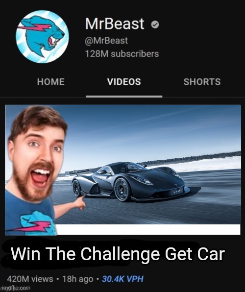 MrBeast Make Video? Meme MrBeast | Win The Challenge Get Car | image tagged in memes,mrbeast,funny,mrbeast thumbnail template,rossa supercar | made w/ Imgflip meme maker