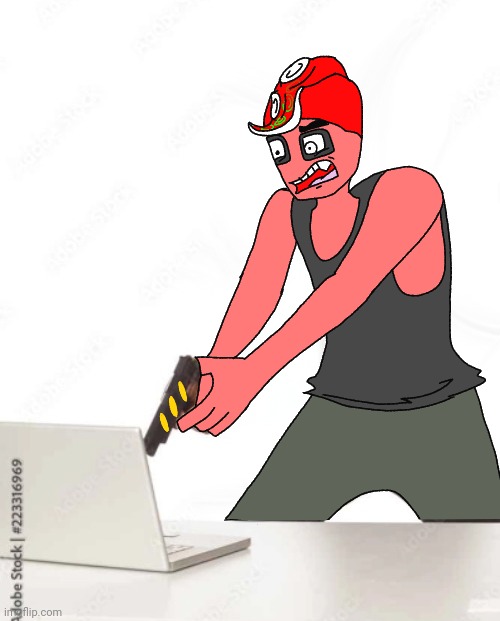 Octollie shooting at computer | image tagged in octollie shooting at computer | made w/ Imgflip meme maker