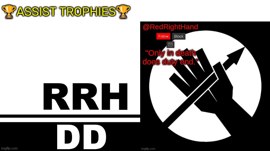 Smash Bros. Ultimate character card | 🏆ASSIST TROPHIES🏆; RRH; DD | image tagged in smash bros ultimate character card | made w/ Imgflip meme maker