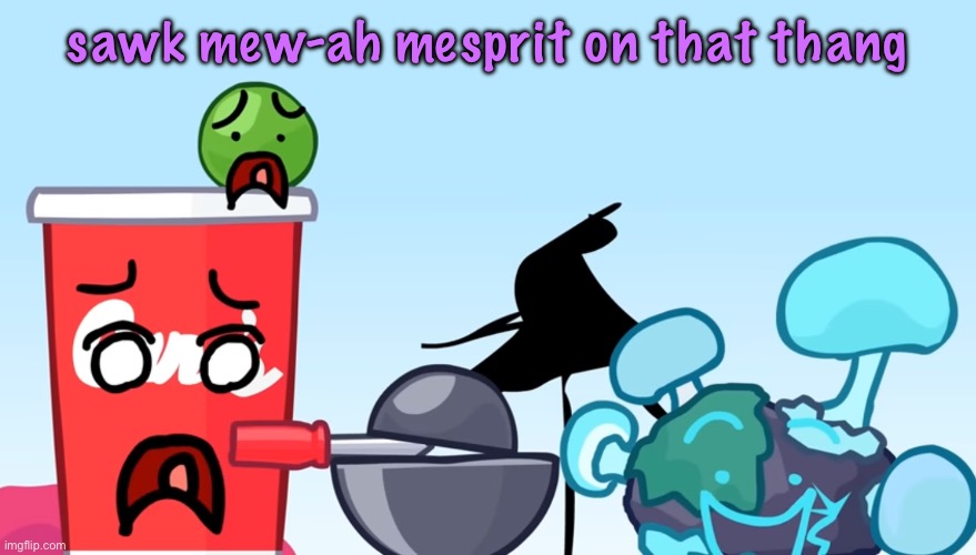 Animatic Battle reaction image | sawk mew-ah mesprit on that thang | image tagged in animatic battle reaction image,cinnabox announcement | made w/ Imgflip meme maker