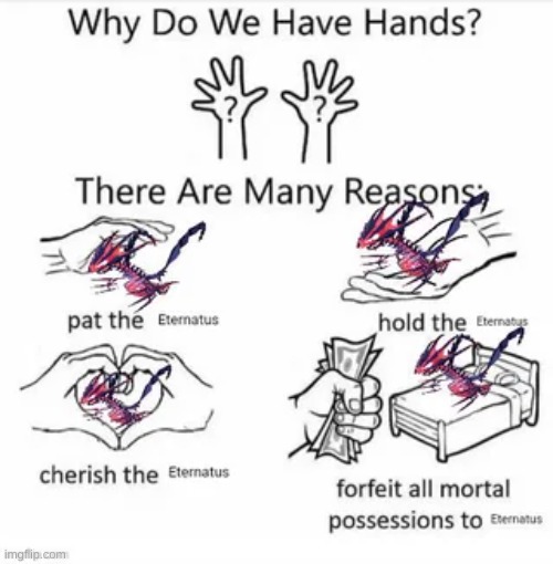 Why do we have hands? | image tagged in pokemon,eternatus | made w/ Imgflip meme maker