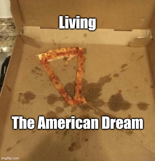 The American Dream | Living; The American Dream | image tagged in empty pizza,america,living the dream | made w/ Imgflip meme maker