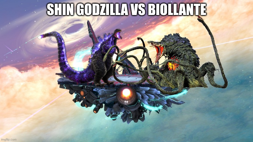 Super smash Bros stage | SHIN GODZILLA VS BIOLLANTE | image tagged in super smash bros stage | made w/ Imgflip meme maker