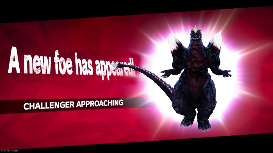 SPACE GODZILLA?! | image tagged in super smash bros challenger approaching | made w/ Imgflip meme maker