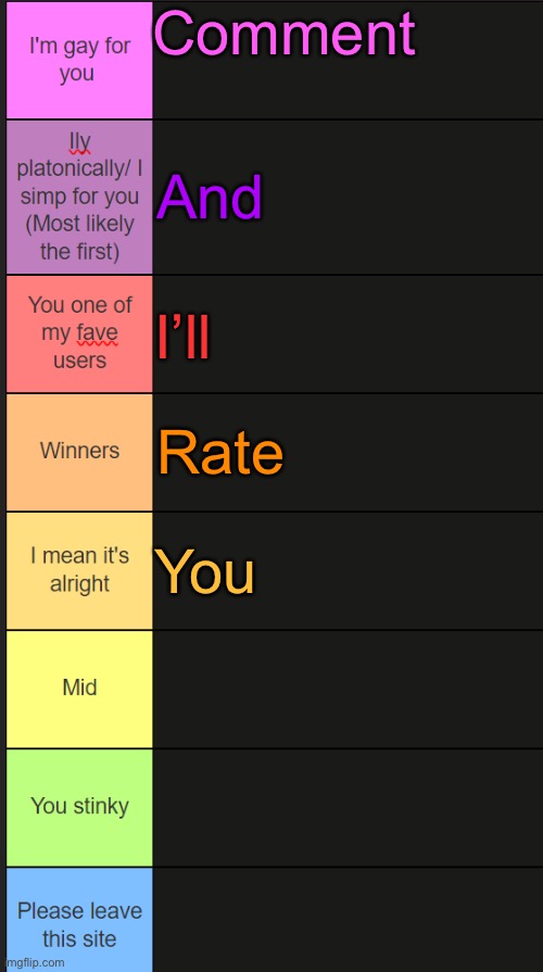 Neko new tier list | Comment; And; I’ll; Rate; You | image tagged in neko new tier list | made w/ Imgflip meme maker