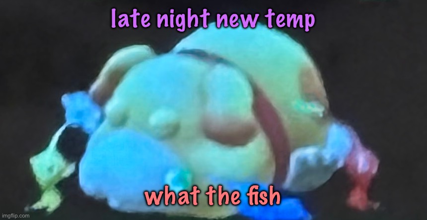 eepmin | late night new temp; what the fish | image tagged in eepmin,cinnabox announcement | made w/ Imgflip meme maker