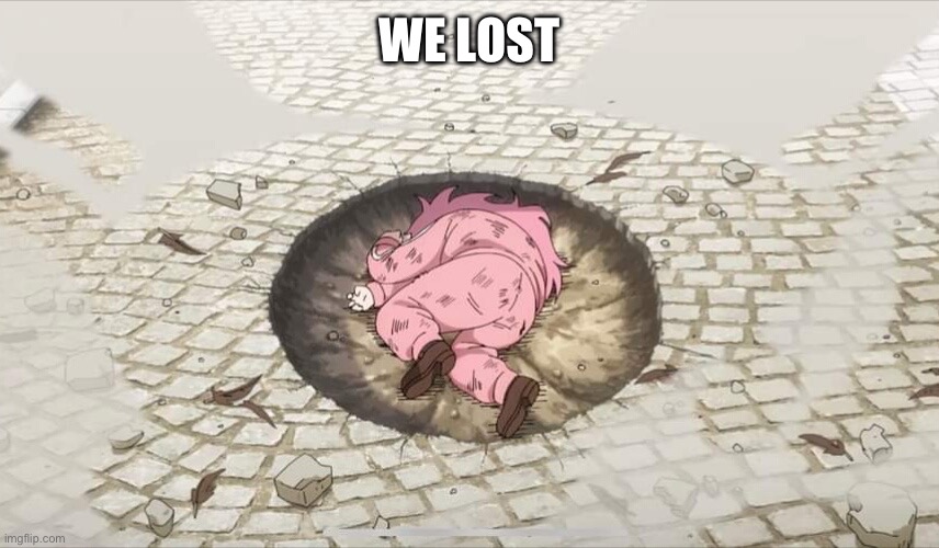 Bocchi yamcha | WE LOST | image tagged in bocchi yamcha | made w/ Imgflip meme maker