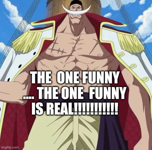 the one piece is real | THE  ONE FUNNY .... THE ONE  FUNNY IS REAL!!!!!!!!!!! | image tagged in the one piece is real | made w/ Imgflip meme maker