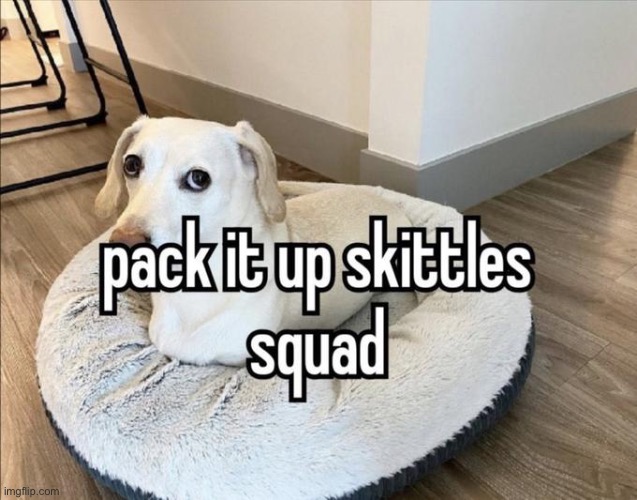 Homophobic dog Skittles | image tagged in homophobic dog skittles | made w/ Imgflip meme maker