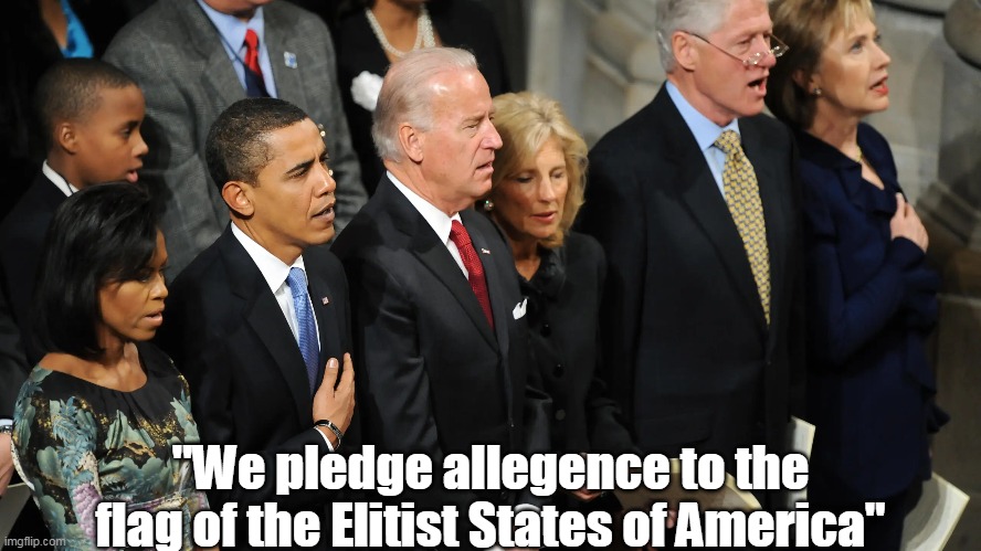 Wonder what went wrong ? | "We pledge allegence to the flag of the Elitist States of America" | image tagged in pledge of allegiance meme | made w/ Imgflip meme maker