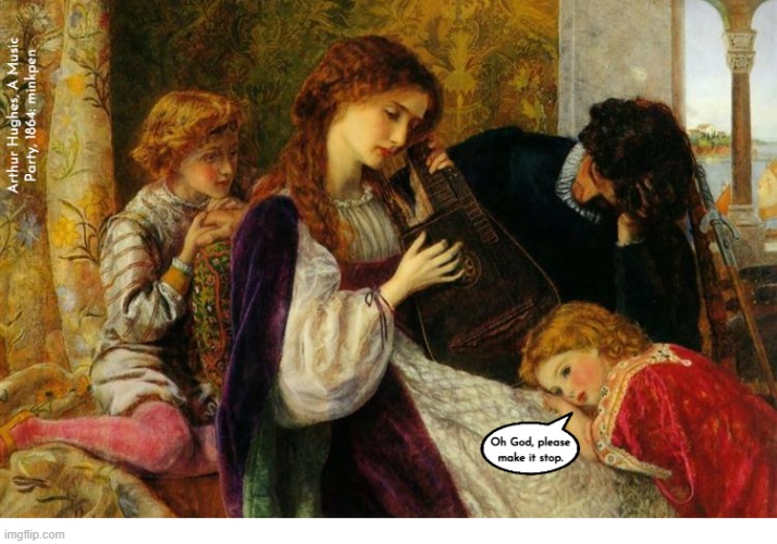 Silence | image tagged in artmemes,art memes,silence,music,preraphaelites,misophonia | made w/ Imgflip meme maker