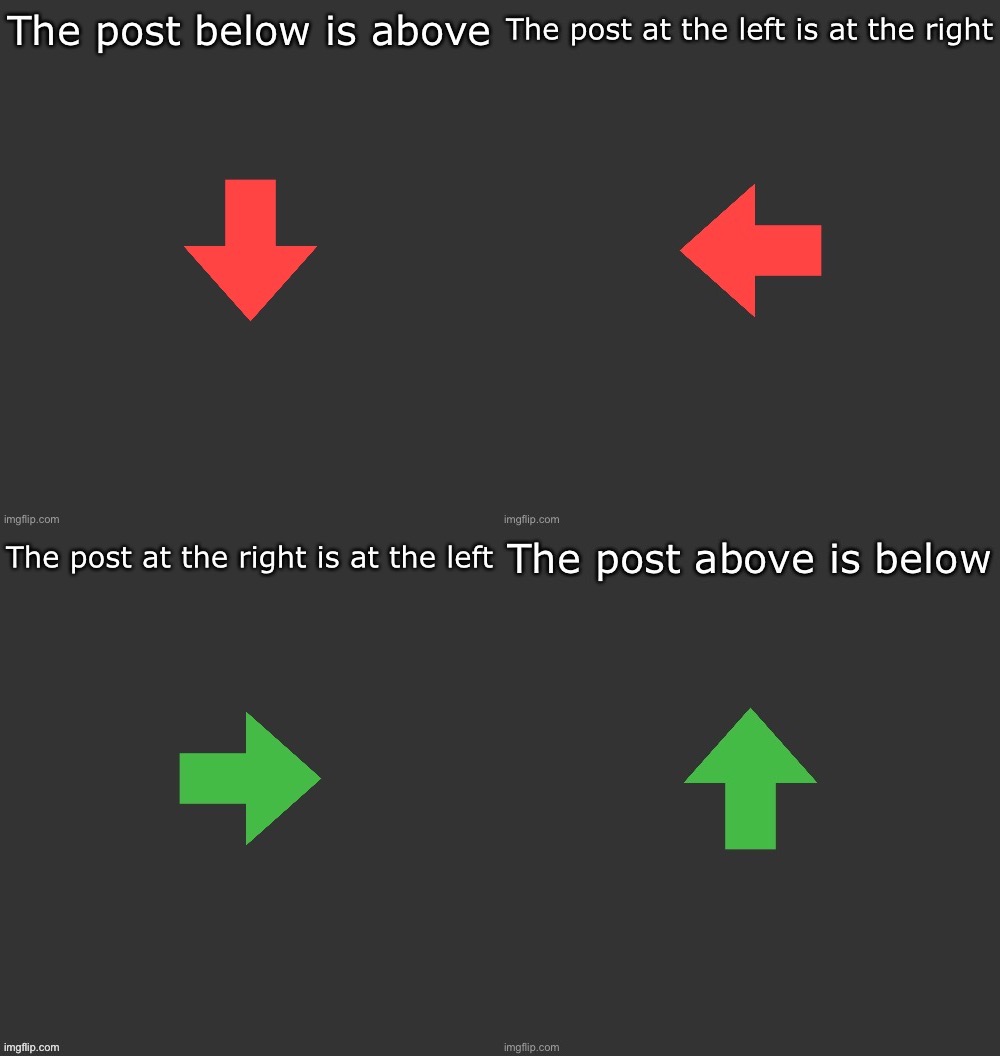 image tagged in the post below is above,the post at the left is at the right | made w/ Imgflip meme maker