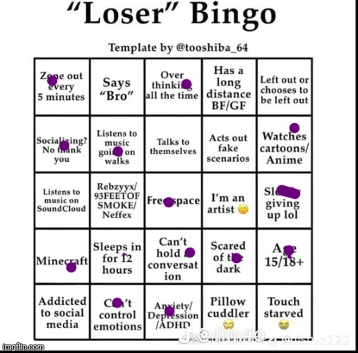 loser bingo | made w/ Imgflip meme maker