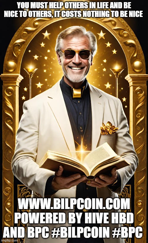 YOU MUST HELP OTHERS IN LIFE AND BE NICE TO OTHERS, IT COSTS NOTHING TO BE NICE; WWW.BILPCOIN.COM POWERED BY HIVE HBD AND BPC #BILPCOIN #BPC | made w/ Imgflip meme maker