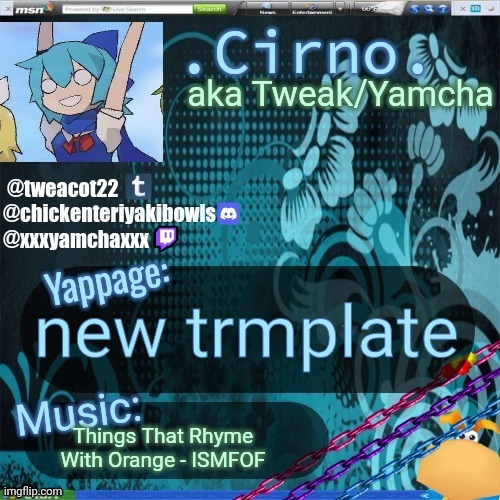 21st announcement temp | new trmplate; Things That Rhyme With Orange - ISMFOF | image tagged in 21st announcement temp | made w/ Imgflip meme maker