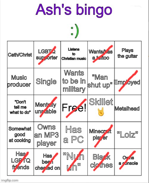 Ash's bingo | image tagged in ash's bingo | made w/ Imgflip meme maker