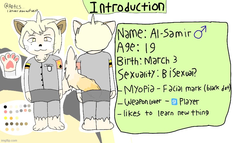 Al Samir reference (character and art by Ryan M Steve aka anti lolicon and shotacon alliance) | image tagged in repost,twitter,mascot,oc,cute,based | made w/ Imgflip meme maker