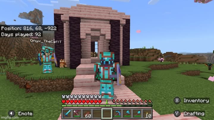 Playing Minecraft with an old friend of mine. | image tagged in minecraft,gaming,video games,nintendo switch,screenshot,multiplayer | made w/ Imgflip meme maker