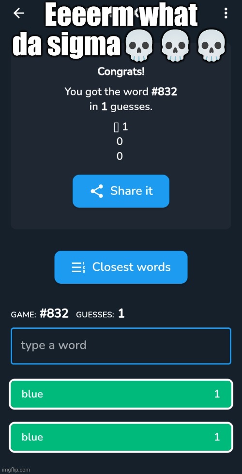 Wth happen | Eeeerm what da sigma💀💀💀 | image tagged in sigma,blue | made w/ Imgflip meme maker