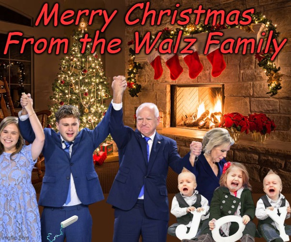 Nobody Told Em (still hoping) | Merry Christmas From the Walz Family | image tagged in walz family christmas meme | made w/ Imgflip meme maker