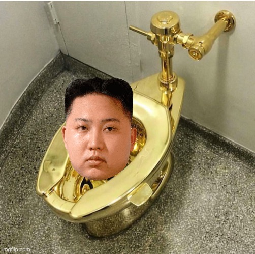 Gold Kim Jong-Un Skibidi Toilet | image tagged in gold toilet,skibidi toilet,kim jong un,north korea | made w/ Imgflip meme maker