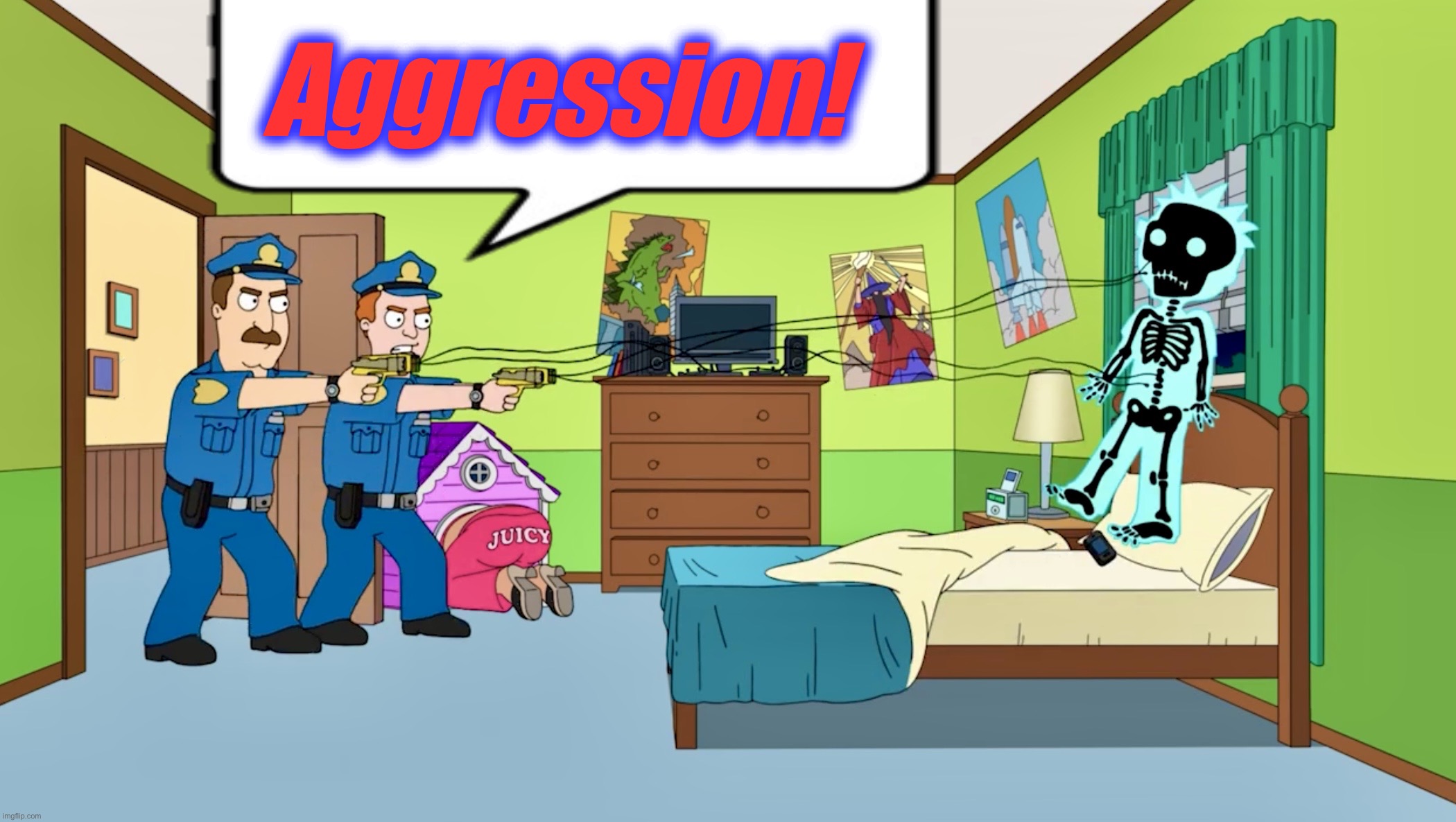 Thin Blue Line | Aggression! | image tagged in american dad,police brutality,memes,taser,task failed successfully,police | made w/ Imgflip meme maker