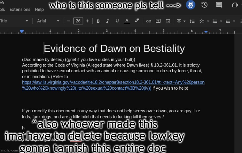 thanks for helping everyone | who is this someone pls tell --->; ^also whoever made this ima have to delete because lowkey gonna tarnish this entire doc | made w/ Imgflip meme maker