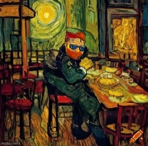 Boomer Cafe at night | image tagged in crypto,art,memes,bitcoin | made w/ Imgflip meme maker