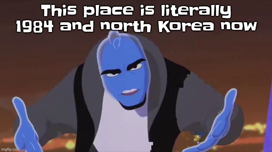 Y'all should join my disc server | This place is literally 1984 and north Korea now | image tagged in he is holding air | made w/ Imgflip meme maker